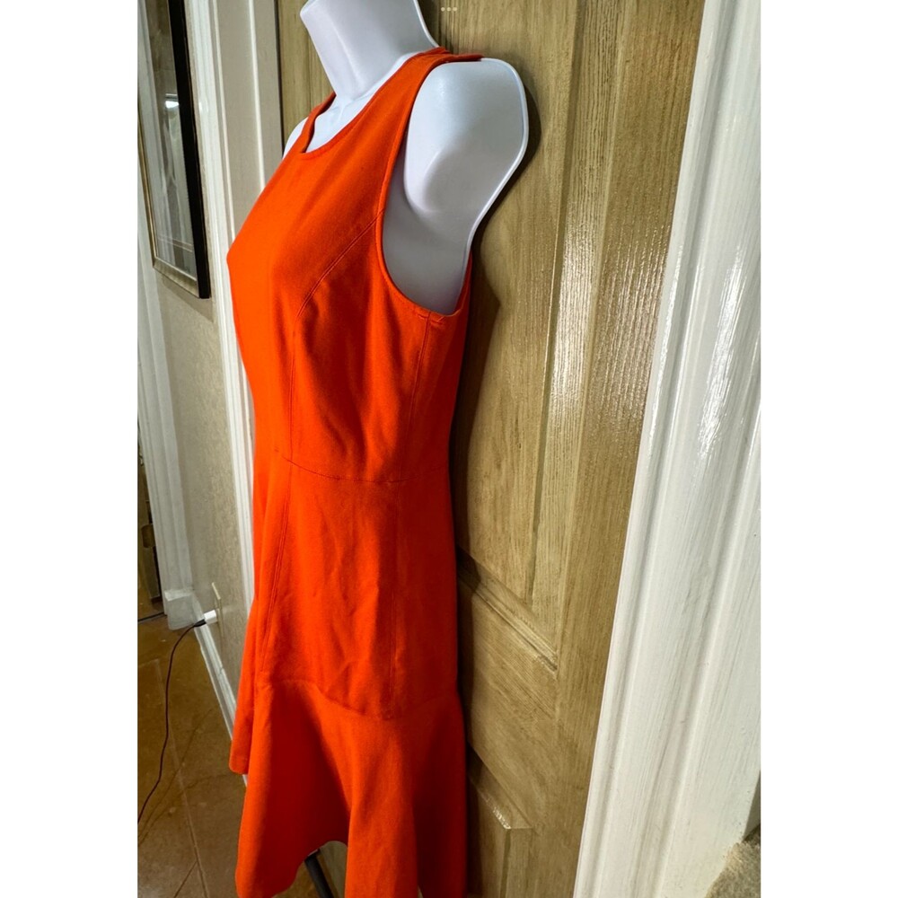 J.CREW Fit & Flare Dress Paneled Knit Sleeveless Ruffle Hem Size 2 Bright Orange - Picture 8 of 8